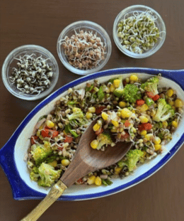 3 Sprouts Salad | High-Protein Sprouts Salad | Masoor Moong Urad Sprouts Salad | Healthy Sprouted Bean Salad — recipe by Renu Dalal